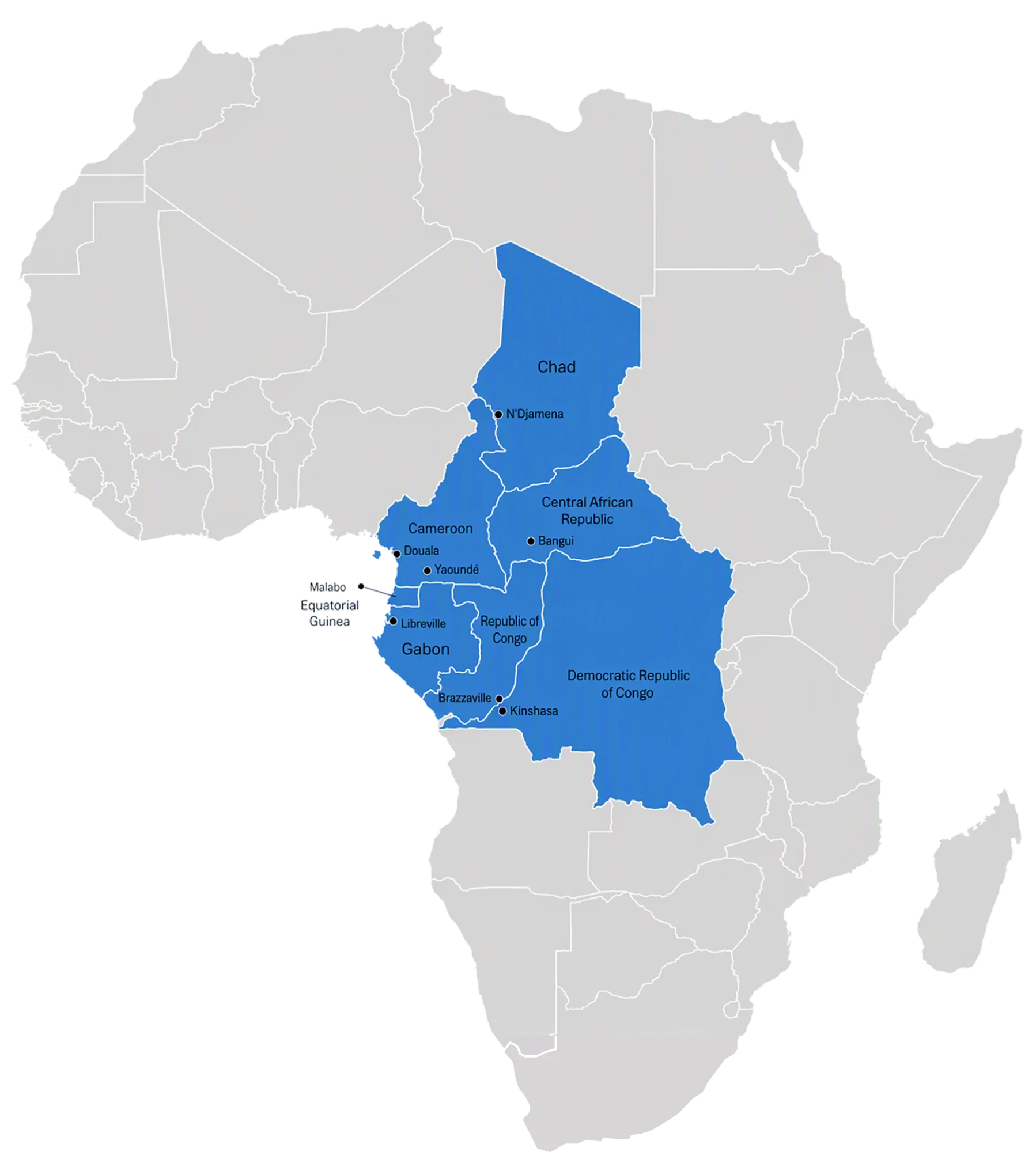 Carte de présence de Kratos Pay™ en Afrique centrale